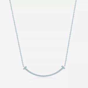 Tiffany T Smile Pendant in White Gold with Diamonds Small